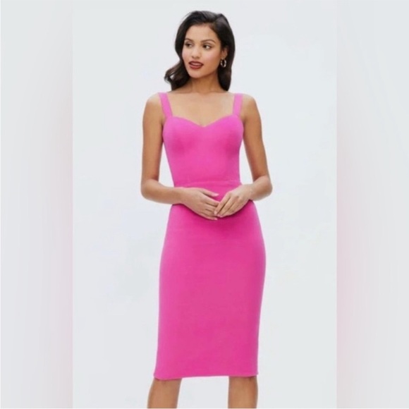 Dress the Population Nicole Fuchsia Midi Dress - Picture 3 of 12